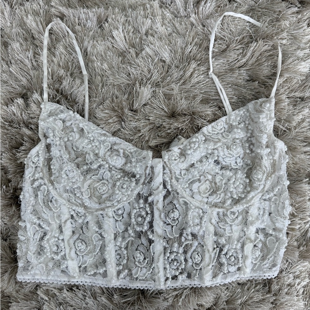 PESSA LACE & PEARL TOP RETROFETE SIZE MEDIUM - Picture 5 of 8